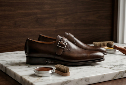 Choco brown leather tabaca single monk strap