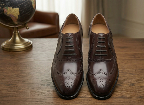 Brown leather damiana wingtip brogue oxford -formal shoes