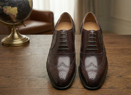 Brown leather damiana wingtip brogue oxford  -formal shoes