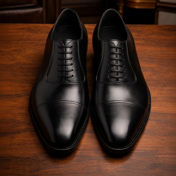 Black leather la gusta toe cap oxford -formal shoes