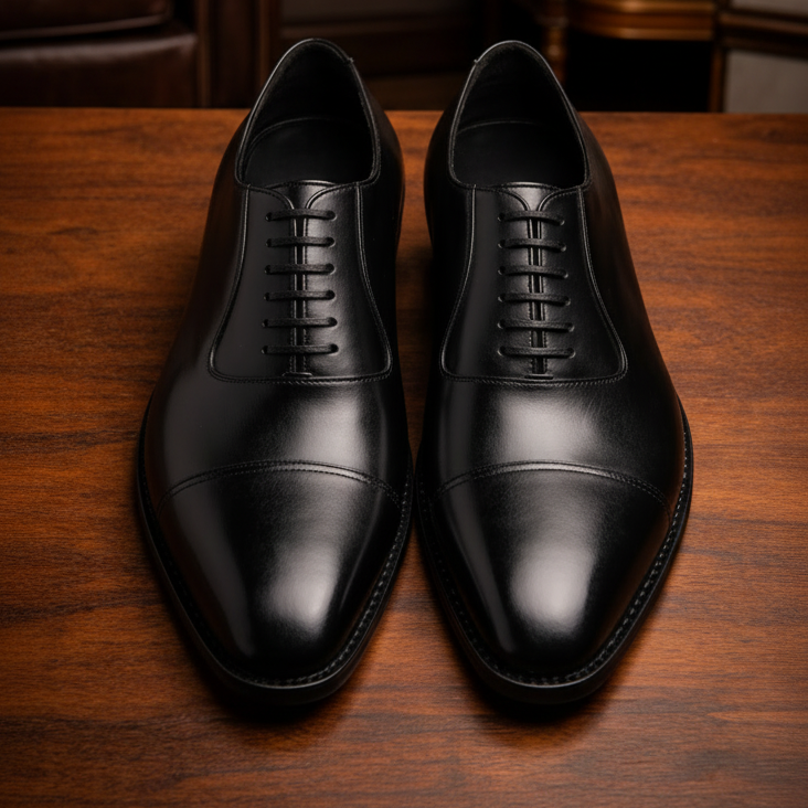 Black leather la gusta toe cap oxford -formal shoes