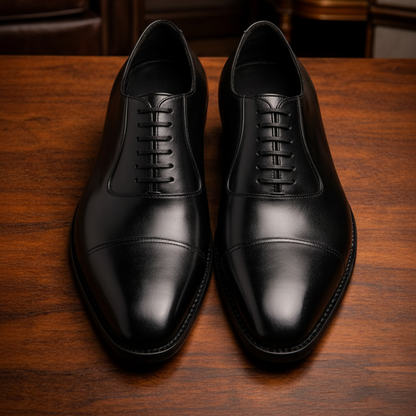 Black leather la gusta toe cap oxford -formal shoes