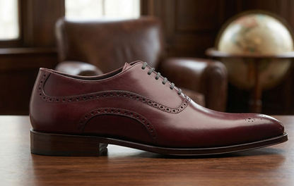 Burgundy leather elowem brogue oxford -formal shoes