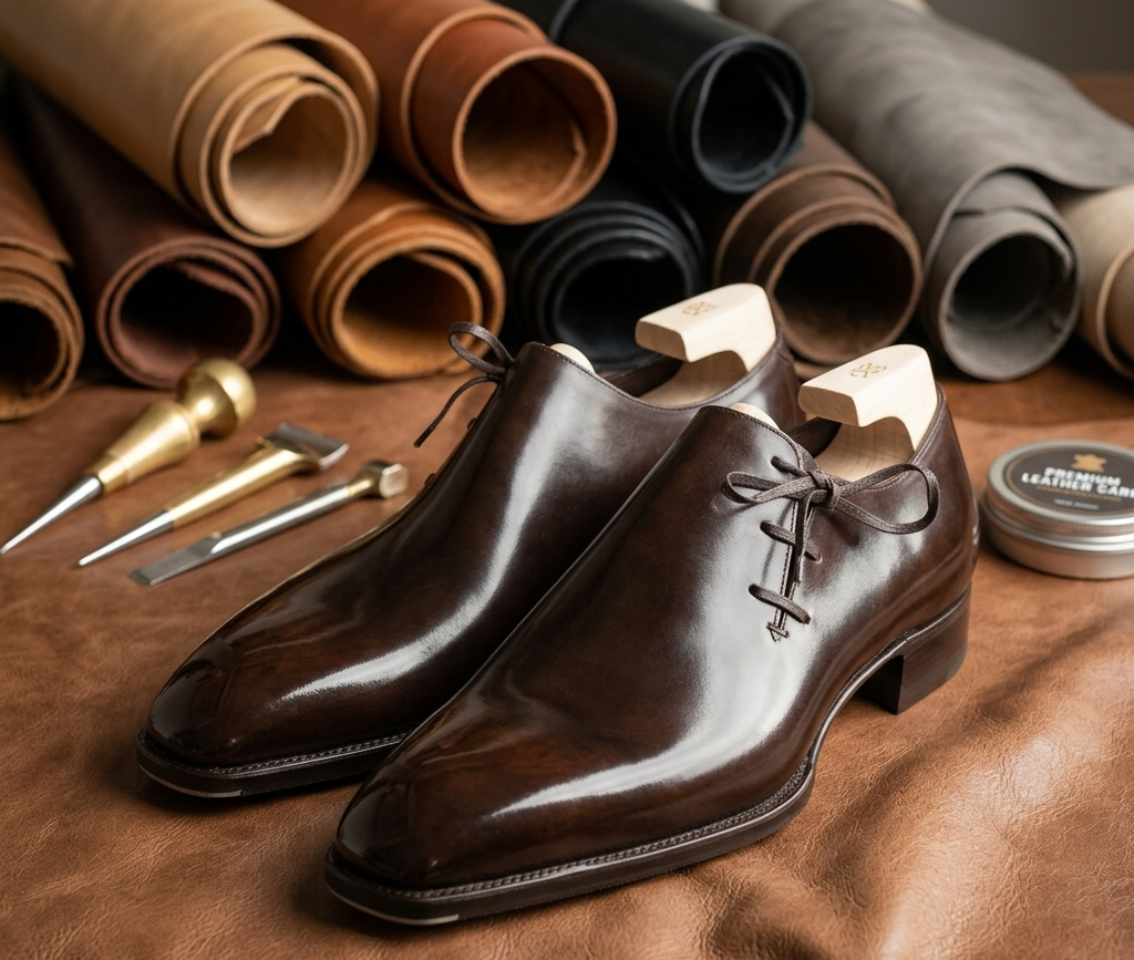 Brown leather nobile oxford formal shoes - height increasing