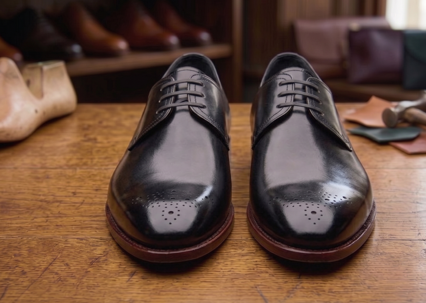 Black leather milano derby shoes