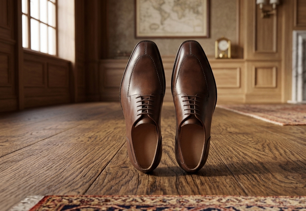 Brown leather roma derby shoes