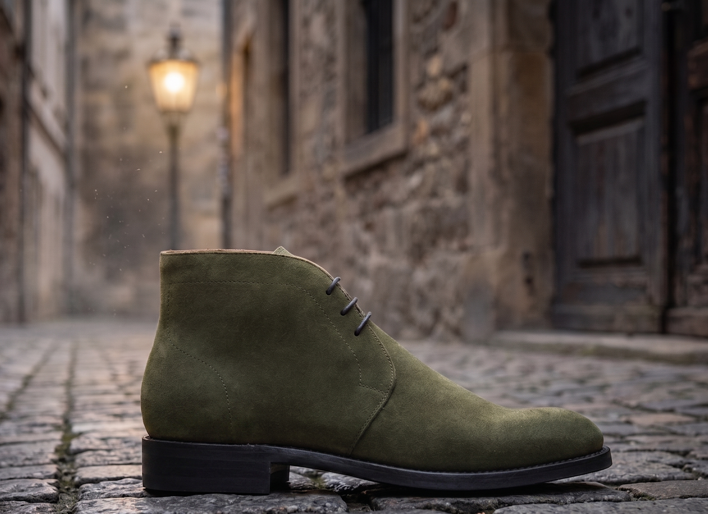 Olive suede coner chukka boot