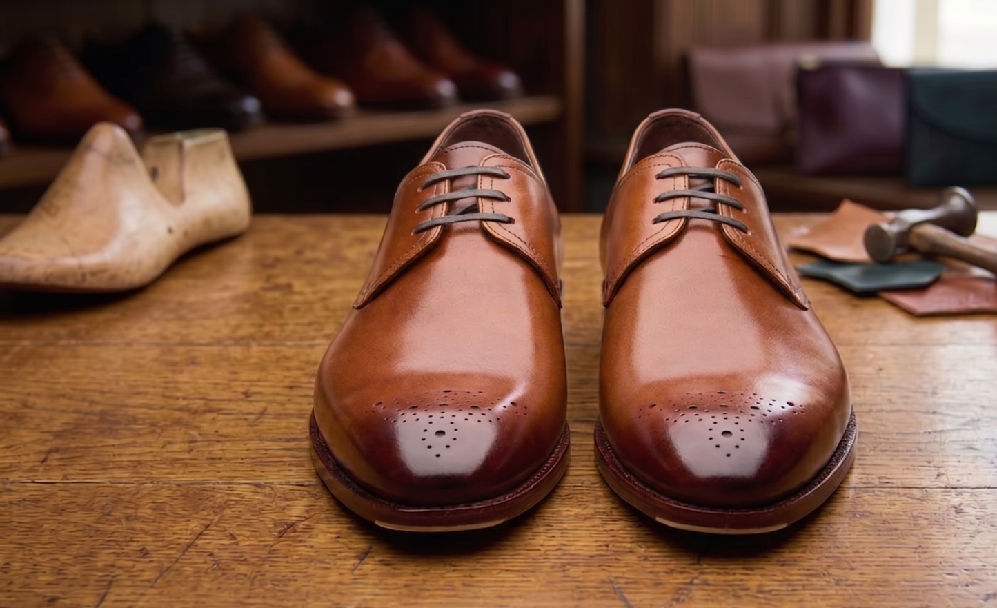 Brown  leather milano  derby shoes