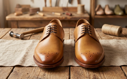 Tan leather milano derby shoes
