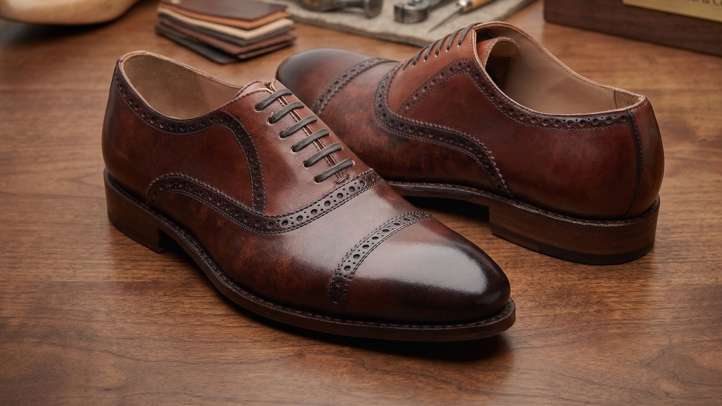 Brown leather stocard brogue oxford shoe -formal  shoes