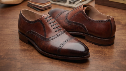 Brown leather stocard brogue oxford shoe -formal  shoes