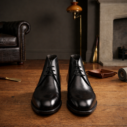 Black leather coner chukka boot