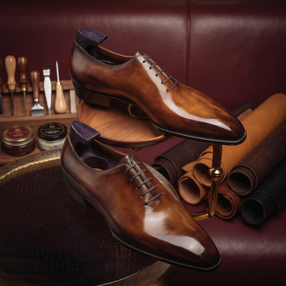 Tan leather supremo oxford shoes - height increasing