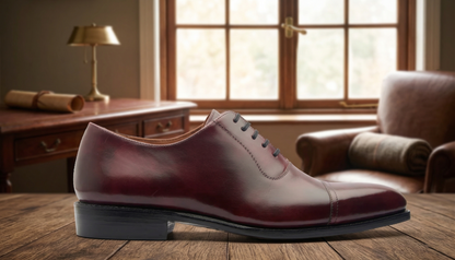 Burgundy  leather la gusta toe cap oxford -formal shoes