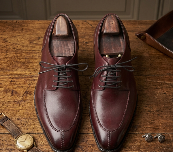 Burgundy leather roma derby shoes
