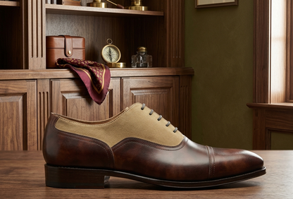 Brown and beige vittorro balmoral toe cap oxford shoe -formalshoe