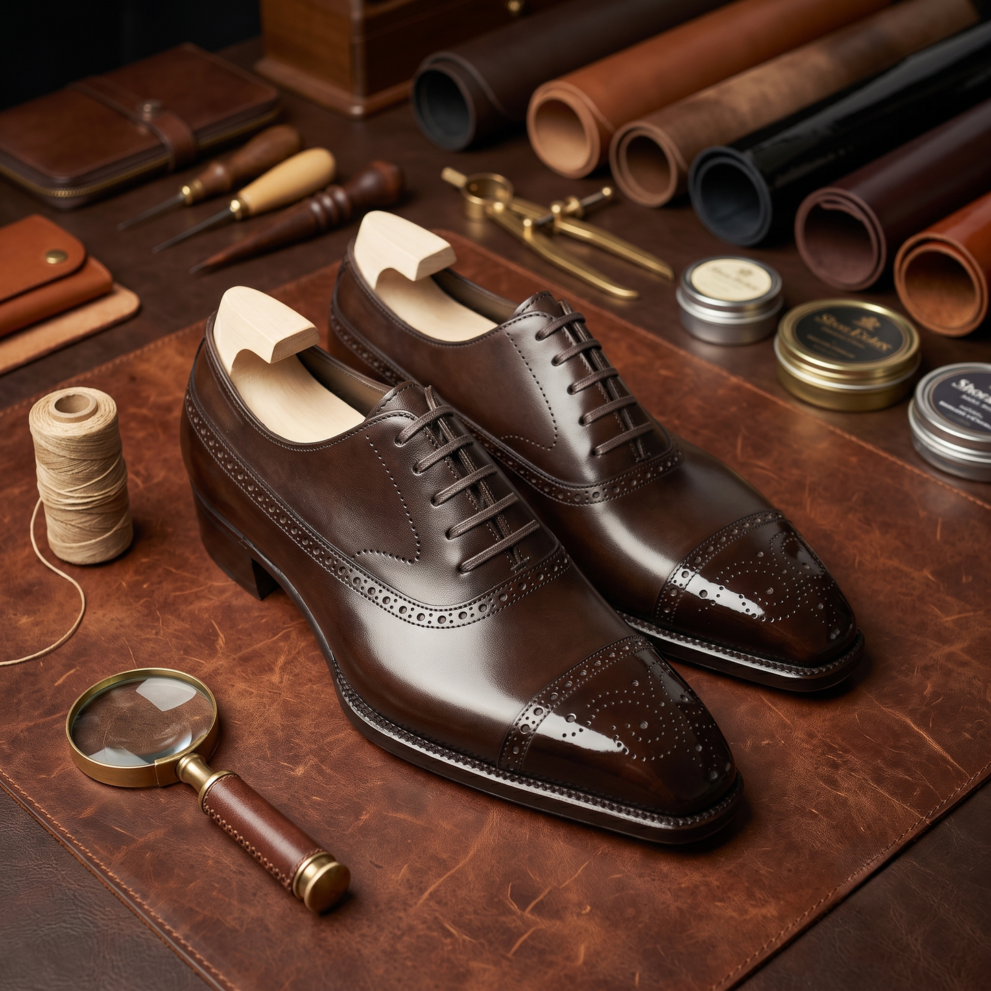 Brown leather distinto oxford shoes