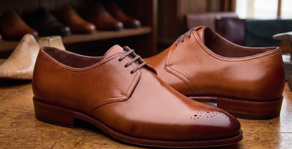 Brown  leather milano  derby shoes
