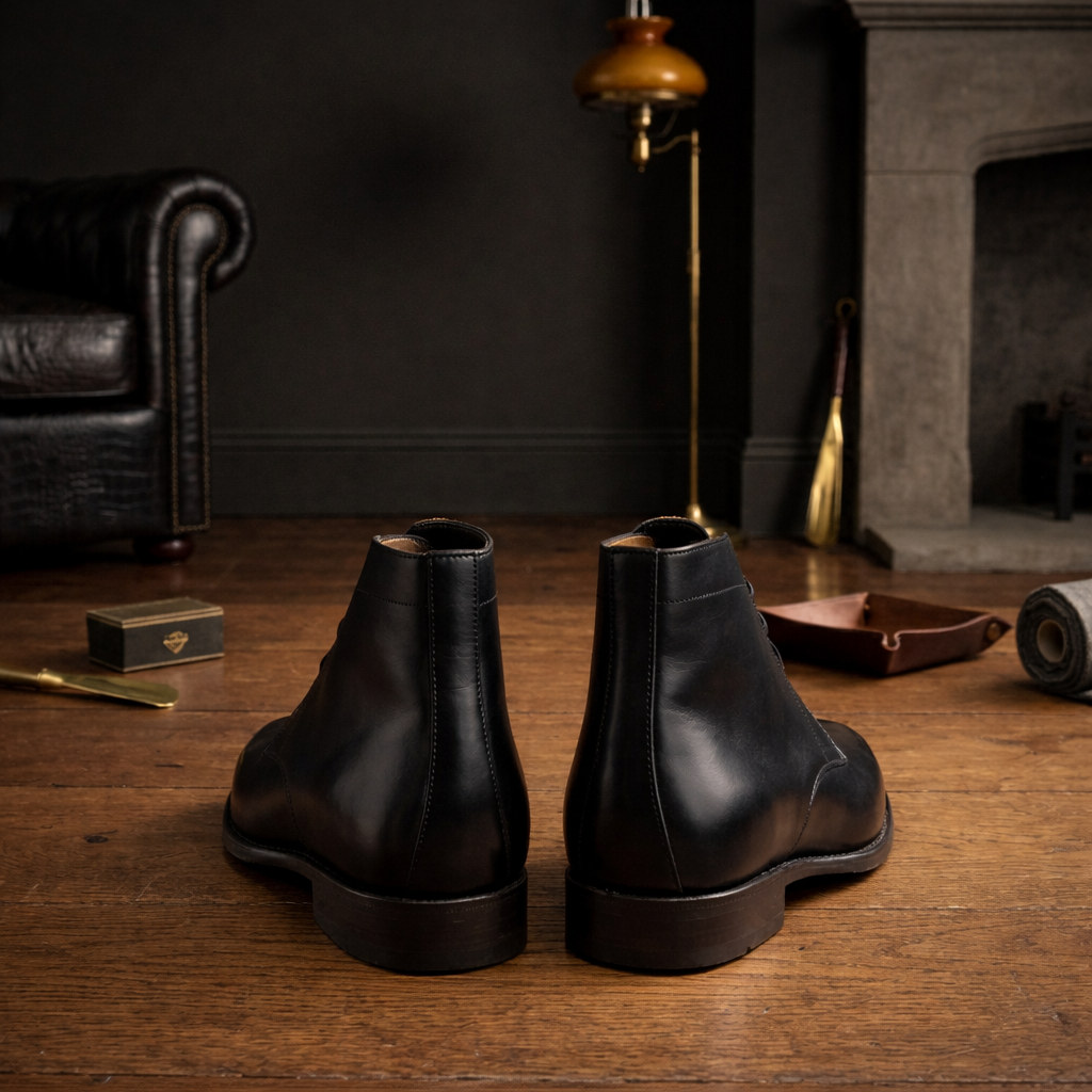 Black leather coner chukka boot