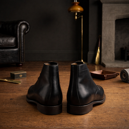 Black leather coner chukka boot