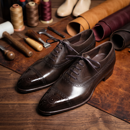 Brown leather distinto oxford shoes