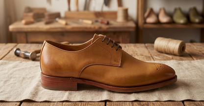 Tan leather milano derby shoes