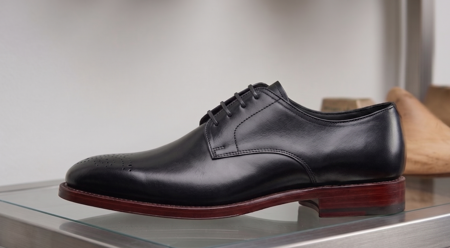 Black leather milano derby shoes