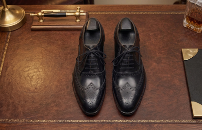 Black leather damiana wingtip brogue oxford  -formal shoes