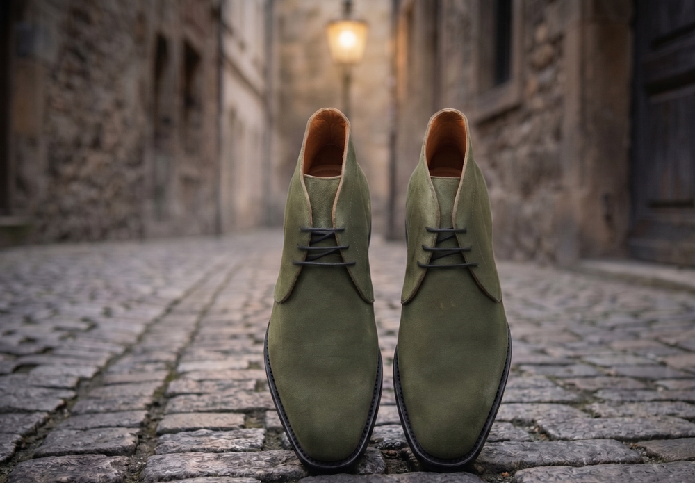 Olive suede coner chukka boot