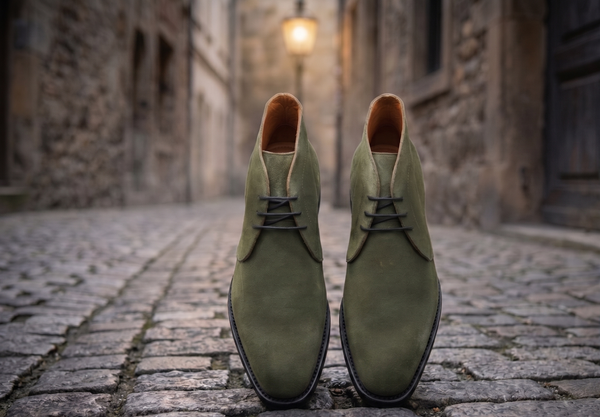 Olive suede coner chukka boot