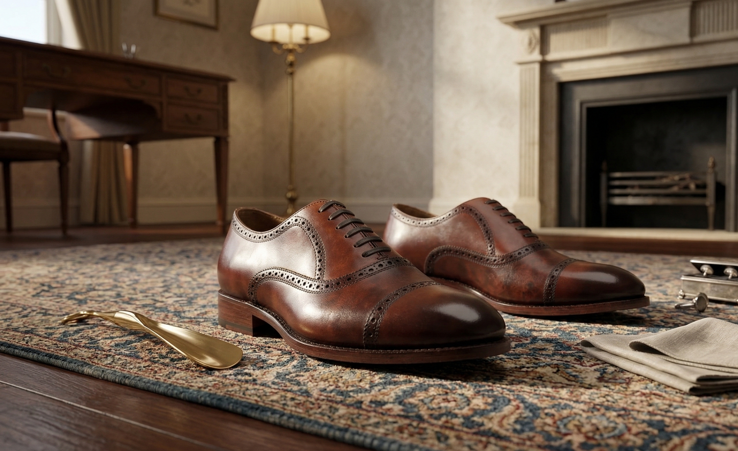 Brown leather stocard brogue oxford shoe -formal  shoes