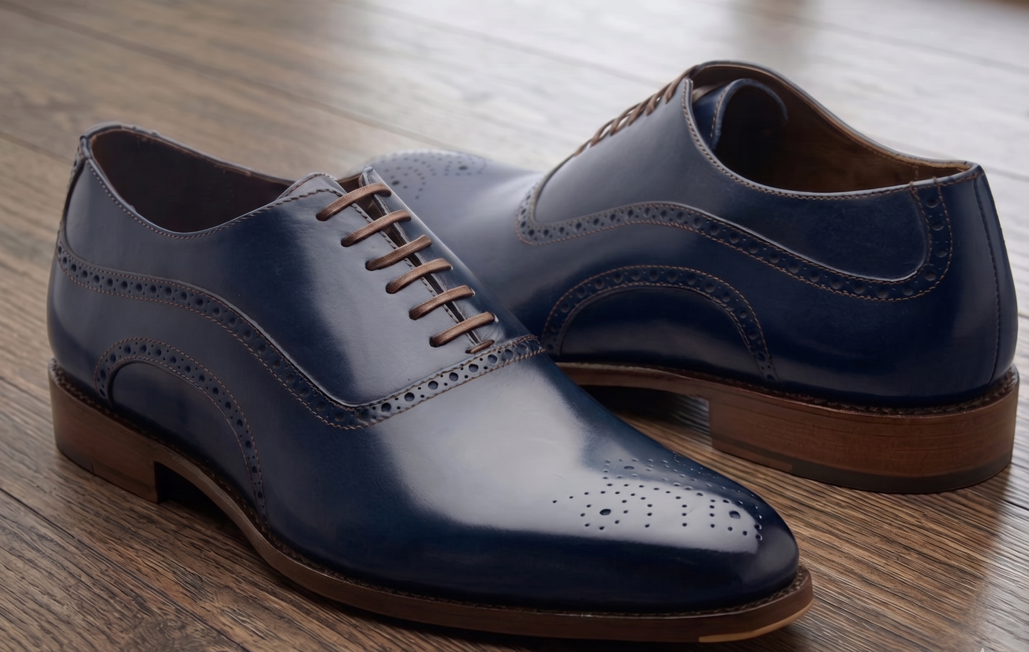 Navy leather elowem brogue oxford -formal shoes