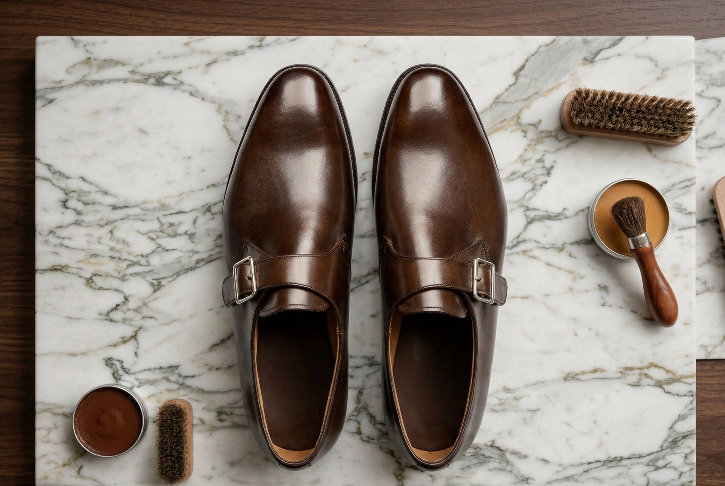 Choco brown leather tabaca single monk strap