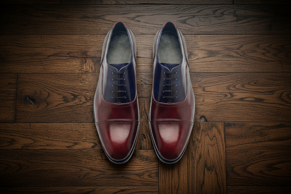 Burgundy and navy vittorro balmoral toe cap oxford shoe -formalshoe