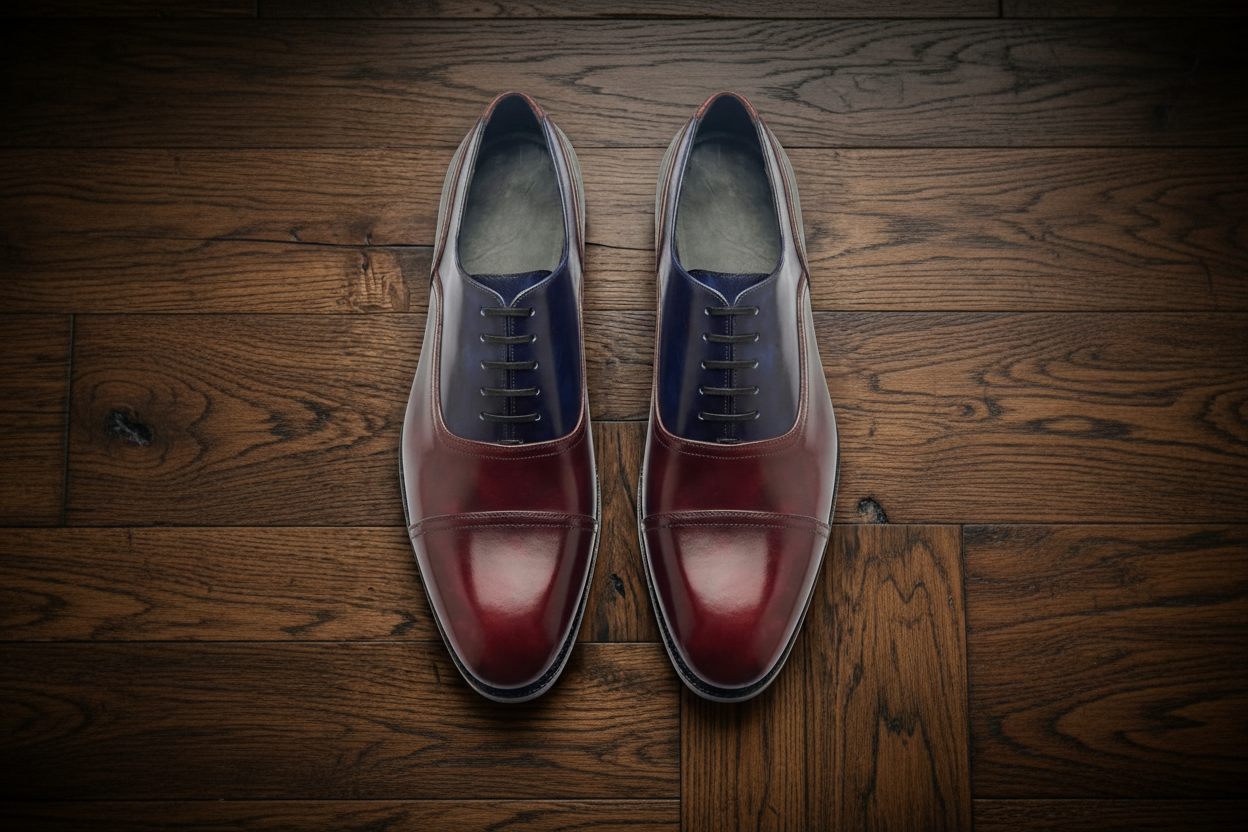 Burgundy and navy vittorro balmoral toe cap oxford shoe -formalshoe