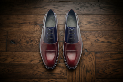 Burgundy and navy vittorro balmoral toe cap oxford shoe -formalshoe