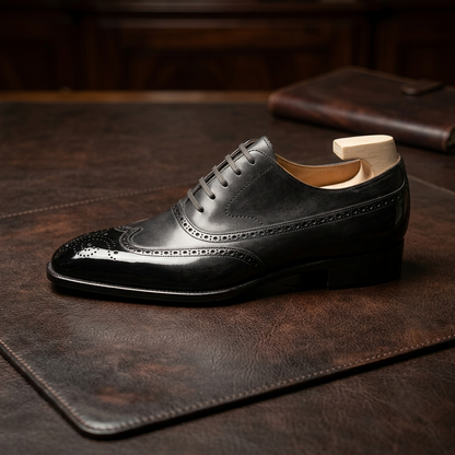 Black leather eccellenza oxford formal shoes