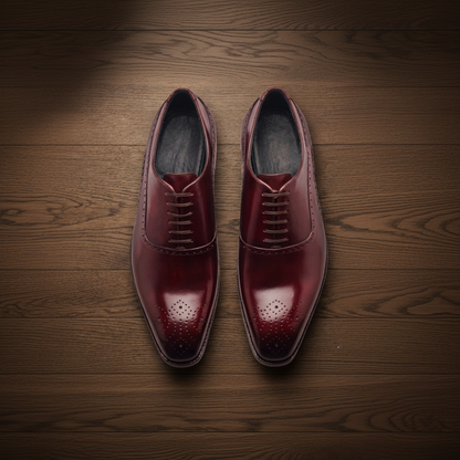 Burgundy leather elowem brogue oxford -formal shoes