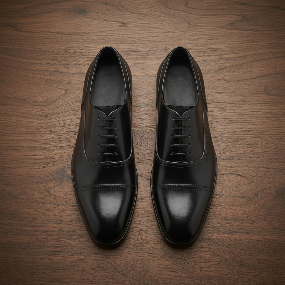 Black vittorro balmoral toe cap oxford shoe -formal shoe