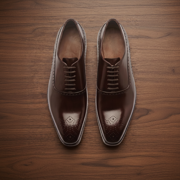 Brown leather elowem brogue oxford -formal shoes