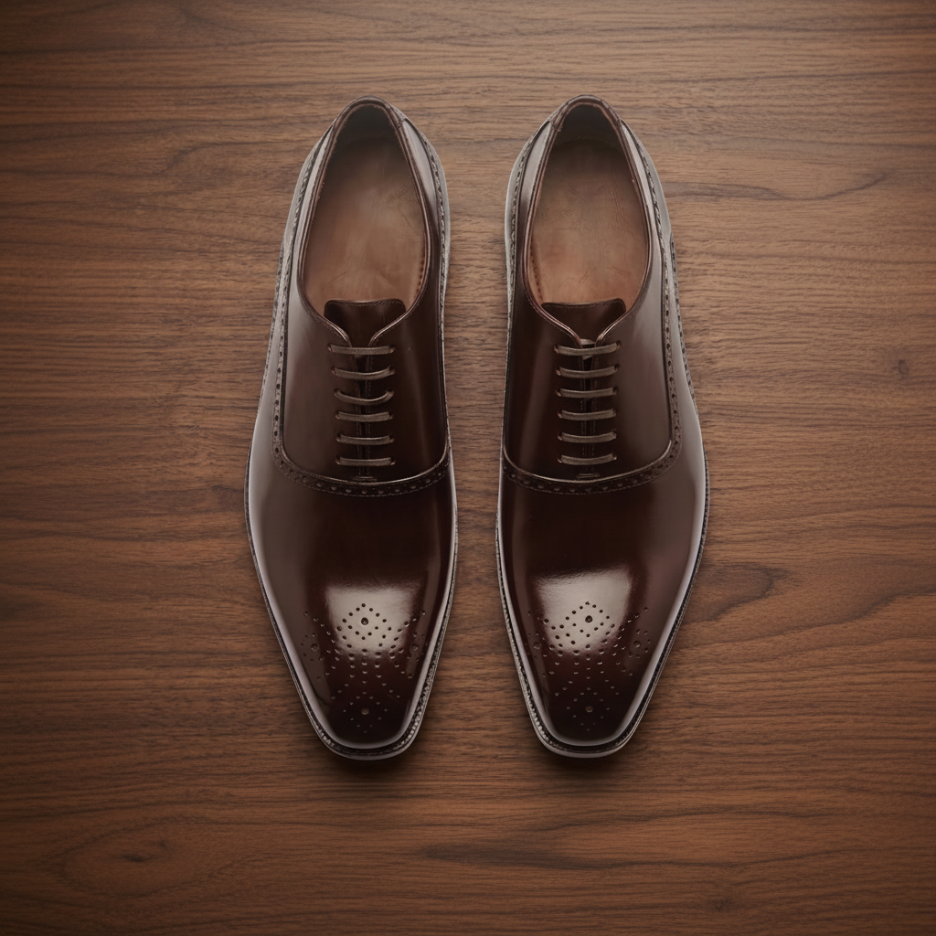 Brown leather elowem brogue oxford -formal shoes