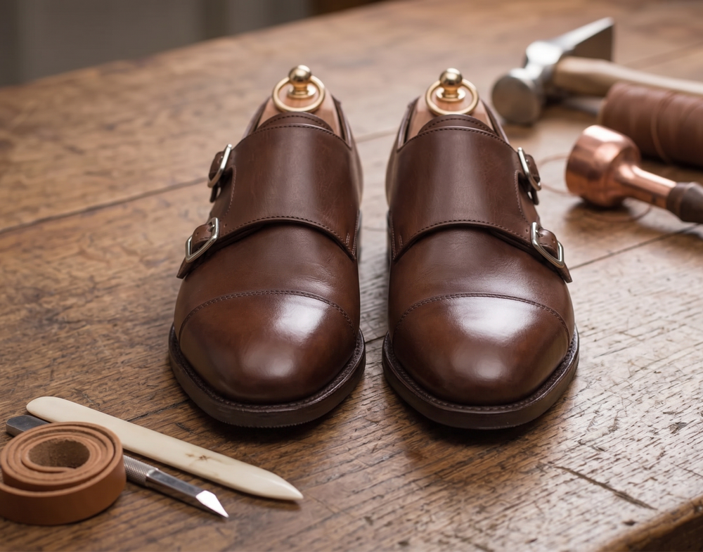 Bown leather cuera double monkstrap