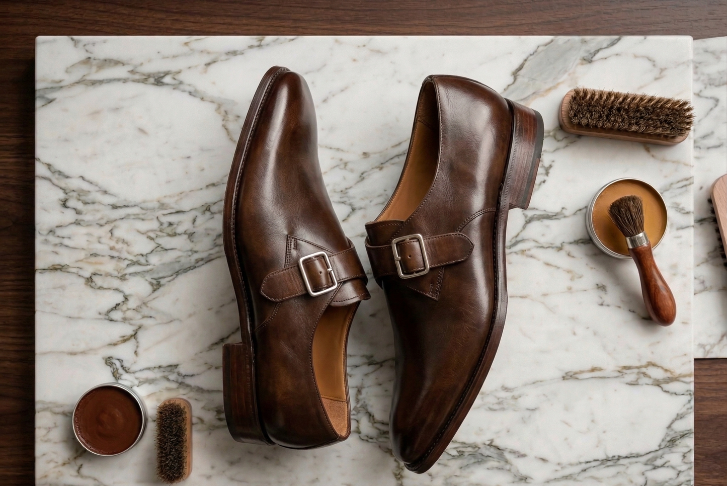 Choco brown leather tabaca single monk strap