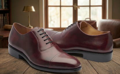 Burgundy  leather la gusta toe cap oxford -formal shoes