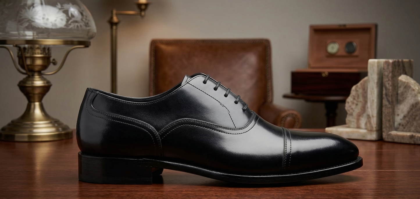 Black vittorro balmoral toe cap oxford shoe -formalshoe