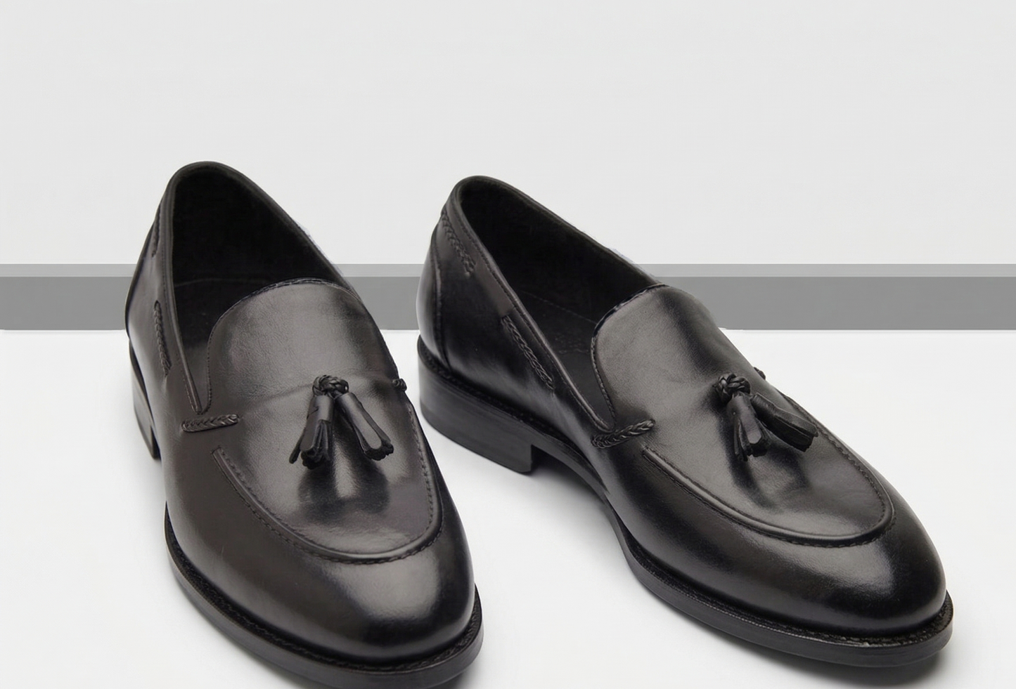 Black  leather preston  slip On tassel penny loafers