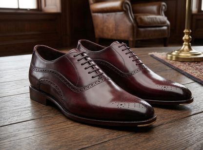 Burgundy leather elowem brogue oxford -formal shoes