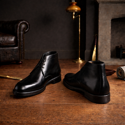 Black leather coner chukka boot