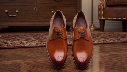 Brown  leather milano  derby shoes