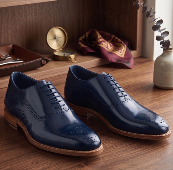 Navy leather elowem brogue oxford -formal shoes